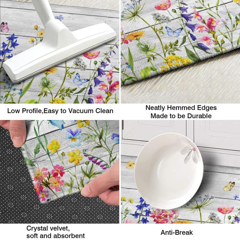 Twyt decor Spring Kitchen Rug Set of 2,Non-Slip Washable Kitchen
