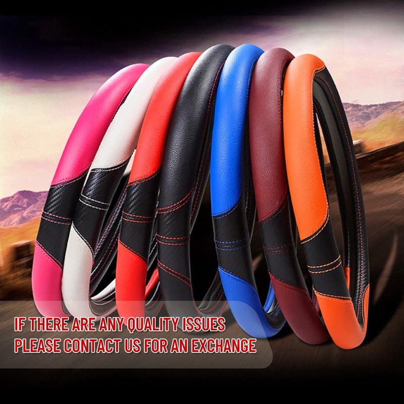 LABBYWAY Microfiber Leather Auto Car Steering Wheel Cover, Universal Fit