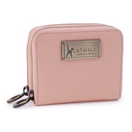 Catwalk Collection Handbags - Ladies Small Leather Zip Purse - Women's Wallet - Coin Purse with 13 Card Slots - RFID Protection - Isla - Pink