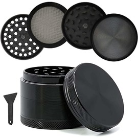 TXG Moledor de Especias Metálico, 40mm de Diametro Grinder Moledor de Especias, Molino de Cacao en Grano con Filtro, Triturador de Duradero Aleación de Zinc (Plateado Oscuro)