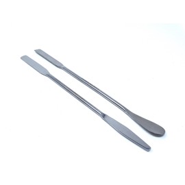 Pack of 2 Double Ended Micro Lab Spatula Round/Tapered and Square/Spoon 7" Stainless Steel