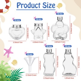 Tanlade 50 Pcs Sand Art Bottles Plastic Sand Art Containers with 10 Funnels Sand Art Bottles Kits for Kids Craft Collection Bottles for Craft Party DIY Art Activity Group, Sand Not Included, 5 Styles