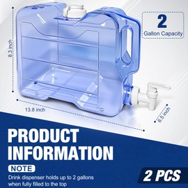 2 Pack Fridge Water Dispensers Bottle with Leak-proof Spigot and Convenient Handle Reusable Plastic Juice Beverage Dispenser Water Jug for Party Refrigerator Drink Iced Tea Juice Storage