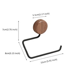 ECONESTL Toilet Paper Roll Holder Self Adhesive Mid Century Modern Vintage Retro Toilet Paper Holder for Kitchen Washroom Wall Decor,Wood Base Metal Bar
