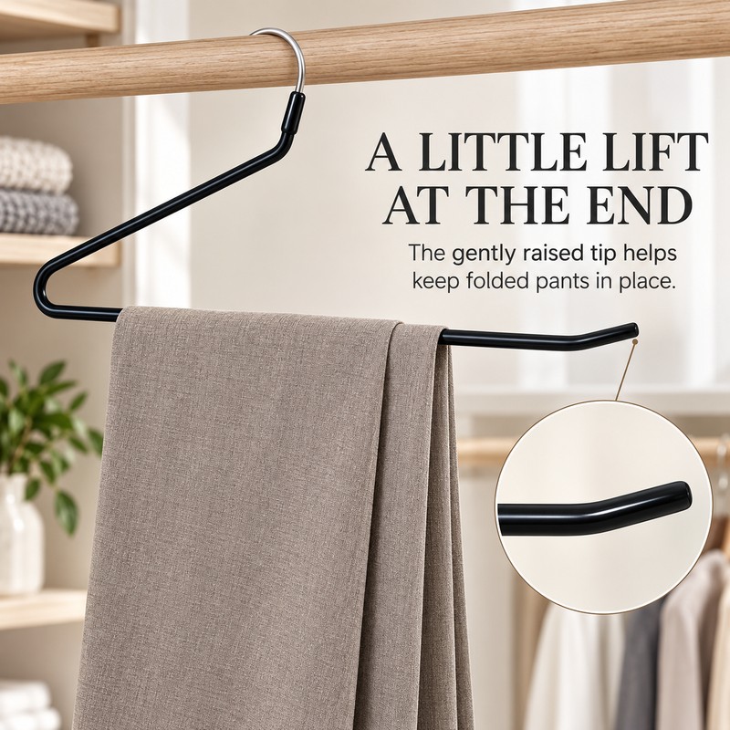 Pants Hangers 10 Pack, Space-Saving Open-End Metal Trouser Hangers with