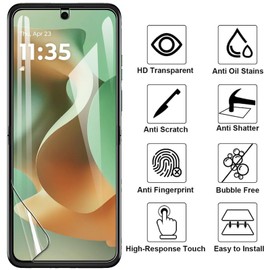 [2 Sets 6 PCS ] Screen Protector for Motorola Razr 60/Razr 50, Electro-weideworld Scratch Resistant HD Clear TPU Full Covered Screen Protector for Motorola Razr 60