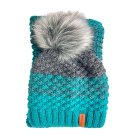 kennydoo Hat & Scarf Set I 2 Pieces I Women's Combi Beanie with Large Bobble and Loop I Cuddly Knitted, Blue / Petrol