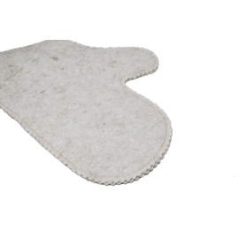 Felt Hand Shoe and Cap for Sauna or Banya - One Size - Cream / White