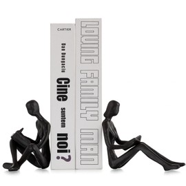 Sziqiqi Book Ends for Shelves Decorative - Cast Iron Bookends for Heavy Books Reading Couple Bookshelf Decorative Objects Metal Modern Statue Book Stoppers Sculpture Gift for Readers Book Lovers Nerd