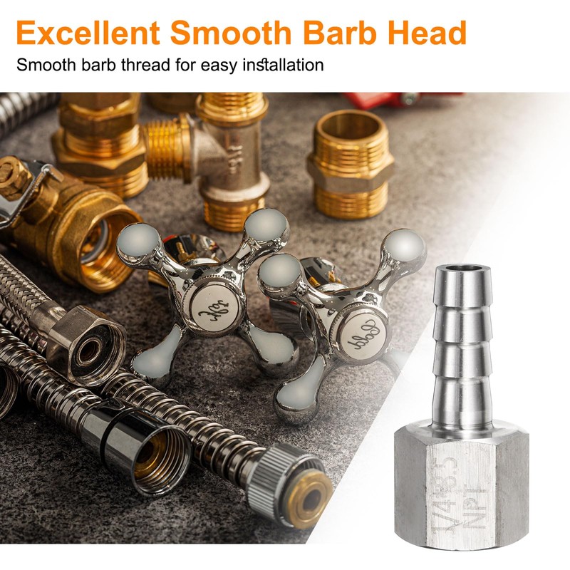 sourcing map 2pcs Stainless Steel Barbed Fitting 1/4" NPT Female
