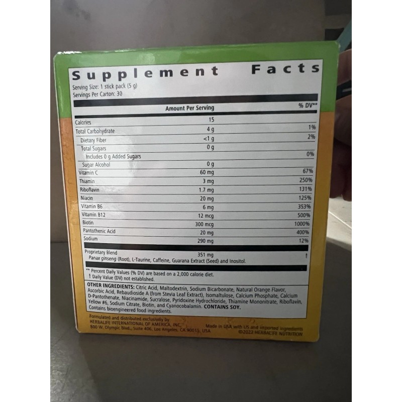 Herbalife Nutrition LIFTOFF Energy Stick Packs -Orange Favor- 30 stick