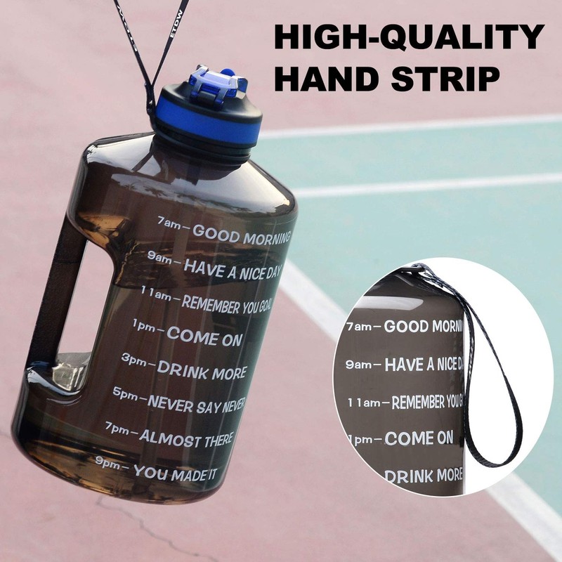 ETDW Half Gallon Water Bottle with Time Marker and Straw,