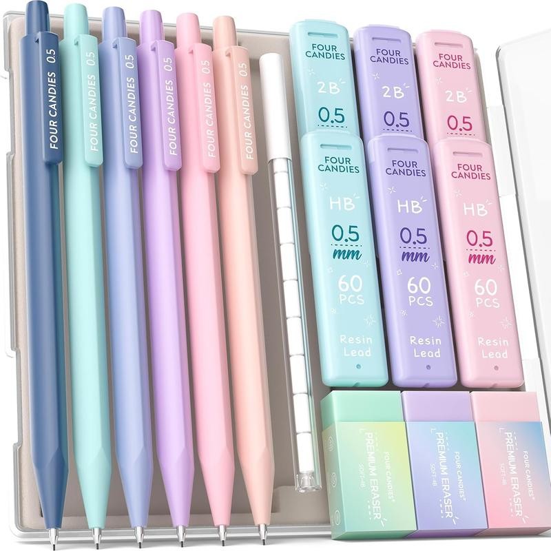 Four Candies Mechanical Pencils 0.5, with HB & 2B Lead