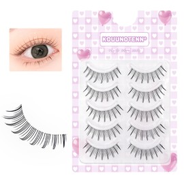 KOUUNOTENN 5 Pairs False Eyelashes, Natural, Self Eyelashes, Delicate Hair Tips, Lightweight, Thin Shank, For Beginners, Anti-pressure Packaging, Daily Work or School Use, Reusable, Daily Makeup (A+Z)