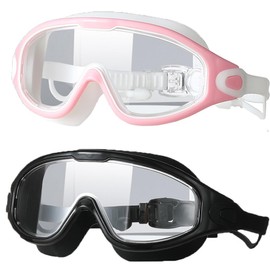 Pyuyan Pack of 2 Swimming Goggles with Wide Lenses, Adult Anti Fog Fog Swimming Goggles, Swimming Goggles Clear Vision, No Leaking, Anti-Fog Swimming Goggles for Men and Women