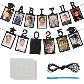 MEJOSER Abitur 2025 Decorative Abi Garland Photo Garland Banner with Glitter 6 Inch Photo Frame Graduation Exam Passed Graduation Wall Decoration for Crafts Hanging Gifts