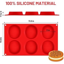 Caketime Silicone Muffin Top and Egg Mold Pan – 3-Inch Round Molds for Breakfast Sandwich