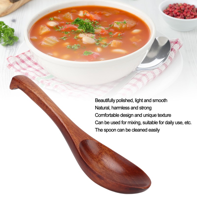 5Pcs Wooden Spoons Natural Safe Comfortable Light Weight Delicate Sturdy