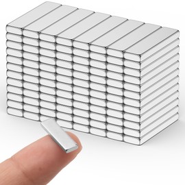 Junarter 100 Pack Bar Magnet, 20x5x2mm Rectangle Magnets, Thin Magnets, Double Sided Magnet with Adhesive Backing, Magnetic Bars Strip for Home, Office, Garage, Fridge, Refrigerator