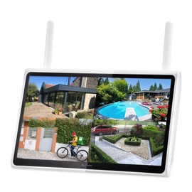 Kittyhok 10CH Wireless NVR System with Monitor, WiFi Security NVR System, 10'' IPS HD Monitor, Built-in Speaker, Local Recording, Support HDD, SD Card and Cloud