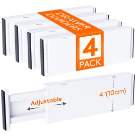 Lifewit Drawer Dividers Plastic 4" High, 11-17" Adjustable Drawer Organizers - 10