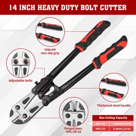 TOOLEAGUE 3Pcs Bolt Cutter Pliers Set,8"and 14" Heavy Duty Bolt Cutters,10" Wire Cable Cutter with Storage Bag,CR-V Blade, Easily Cut Locks, Screws,Rods, Chains