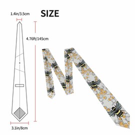 Yekiua Bee Ties Wings Beetle Honeycomb Honey Men's Business Necktie For Husband Father Valentine's Day Father's Day Gift Yellow Black