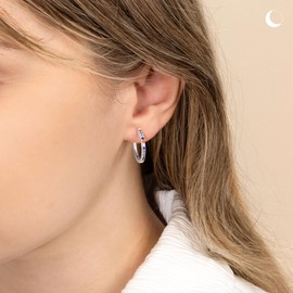 Amberta Lumini Women's 925 Sterling Silver Rainbow Earrings, Sterling Silver, Cubic Zirconia