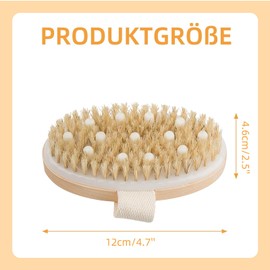 Natural Bristle, Bath Massage Brush, Body Brush, Dry Brush, Body Exfoliating Brush, Bath Brush, Dry Massage Brush, Exfoliating Brush, Reduce Cellulite, Relax Body (Circle)