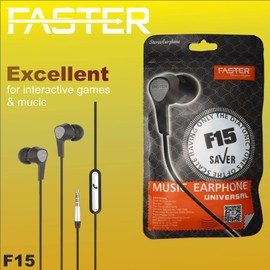 Faster F15 wired earbuds noise-canceling earbuds phone calls,Black