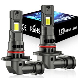 9005 LED Fog Light Bulbs, 800% Ultra-Brightness,6000K Cool White 9005 High Beam Or Low Beam Lights, No Adapter Required, Real 1:1 Mini Size with Cooling Fan, Plug and Play Non-Polarity, Pack of 2