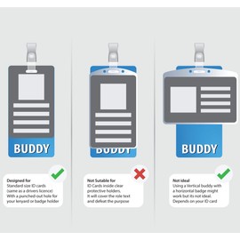 Pharmacist Badge Buddy Blue/Pink Vertical Heavy Duty with Medical Themed Icons Identification Card - by BadgeZoo