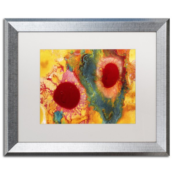 Abstract Red Daisies by Amy Vangsgard, White Matte, Silver Frame 16x20-Inch