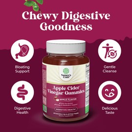 Natures Craft Gomitas de Vinagre de Manzana con la Madre, 60 Gomitas Con vitamina B12, B6, betabel y granada; salud intestinal y energía; sin gluten y sin OGM