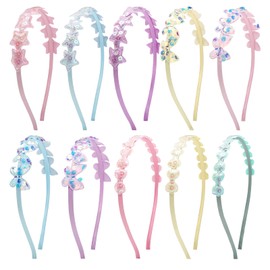 Nenjindz Girls' Sparkly Headbands,Glitter Bow Star Butterfly Headband for Kids,Sparkly Head Band for Girls Child Kids Toddlers Sequins Hairband Non-slip Assorted Design Glitter Sequin Hair Accessories