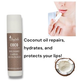 Eleytele Lip Balm Set - 6 Natural and Organic Lip Balms Flavours Coconut Vanilla Honey Mint Strawberry Citrus Moisturising Daily Care Ideal Gift