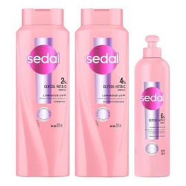 SEDAL Kit Luminous UV Luminosidad Intensa, 3 pzas Shampoo, Acondicionador y Crema para Peinar