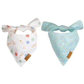 Remy+Roo Bandanas para perro, paquete de 2 unidades, juego de cumpleaños, tela duradera de alta calidad, forma única, ajuste ajustable, varios tamaños disponibles (grande)