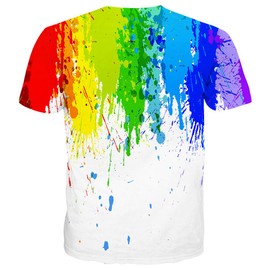 Neemanndy Shirts for Men Rainbow T-Shirts for Women Unisex Short Sleeve 3D Colorful Graphic Tops Tees, Large