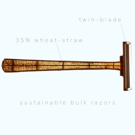 100 Twin Blade Disposable Razors Made with 35% Wheat Straw Fiber in Bulk