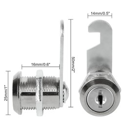LOLYSIC Pack of 8 16 mm Letterbox Lock, Furniture Locker Lock, Keys Can Open All Locks, Lever Lock for Letterboxes, Cabinet Doors, Furniture