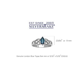Silvershake Genuine London Blue Topaz 925 Sterling Silver Celtic Knot Heart Ring Size 6