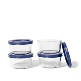 DURA LIVING 8-Piece Glass Food Storage Containers Set (4 Containers + 4 BPA-Free Lids) | 7-Ounce, Leakproof | Microwave, Freezer, Oven & Dishwasher Safe | Ideal for Meal Prep & Pantry Organization
