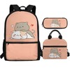 Dreaweet Cat Backpack for Girls with Lunchbox 17 Inch Kids Bookbag with Lunch Box Set Cute Aesthetic School Bag Student Book Bag Lunch Tote Bag Pencil Case Pouch