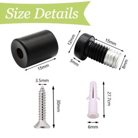 UFURMATE Standoff Screws, 12Pcs Wall Sign Standoff Screws Advertising Nail Glass Standoff Mounts Advertisement Fixings Bolts for Glass Posters, Picture Frames (12 x 20mm,Black)