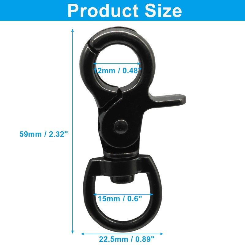 Marvexi 10Pcs Black Swivel Trigger Snap Hook, Stainless Steel
