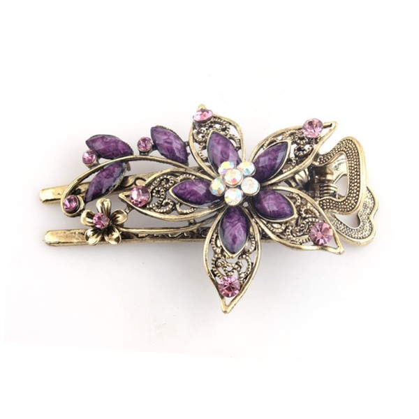 Beavorty Floral Hair Accessories Purple Hair Accessories Hair Accessory for Girls Vintage Hair Barrettes Floral Hair Clip Cute Hair Clips Hair Clip Barrette Issue Card Hairpin Blossom Rose