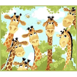 Zoe The Giraffe By Bleasby For The World Of Susybee, Children Quilts, Playmat Panel, 100% Cotton Fabric, Panel Size: 36”x44” Inches