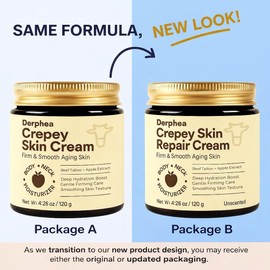 DERPHEA Crepey Skin Repair Treatment: Crepey Skin Repair Cream for Aging Skin with Pure Beef Tallow, Soluble Collagen & Apple Fruit - Advanced Crepe Fix Cream for Neck, Arms, Chest, Body - Unscented