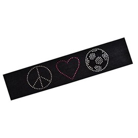 Funny Girl Designs Peace Love Soccer Rhinestone Cotton Stretch Headband (Black)